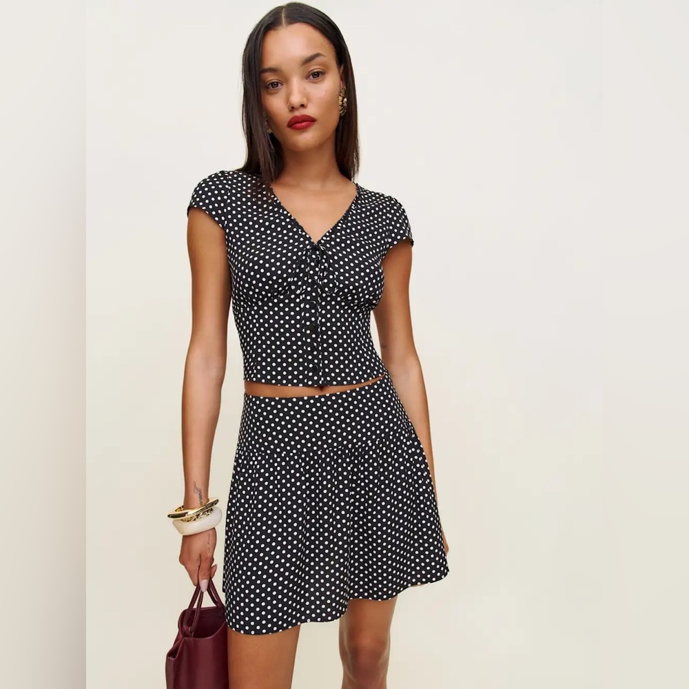 Reformation Black and White Polka Dot Set